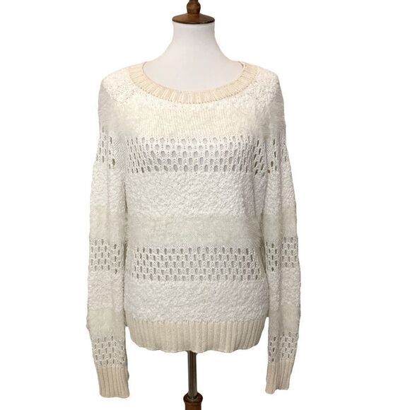 Sanctuary cream white fuzzy knit textured sweater - Picture 1 of 10